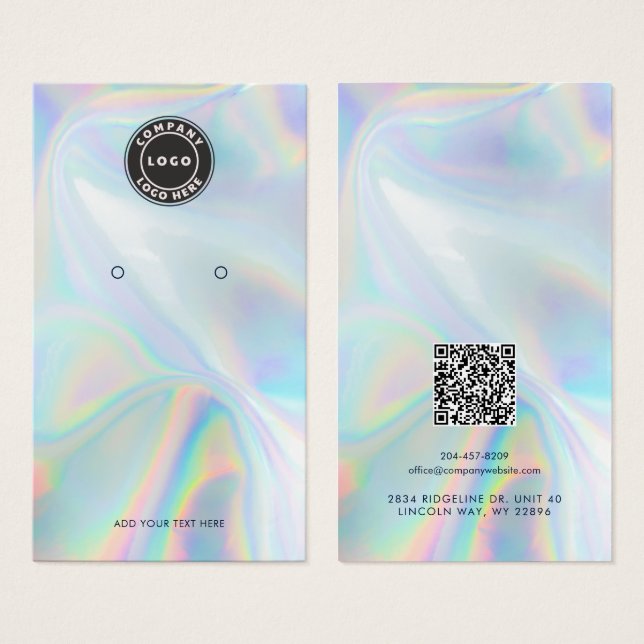 Your Logo QR Code Holographic Earring Display Card (Vorne & Hinten)