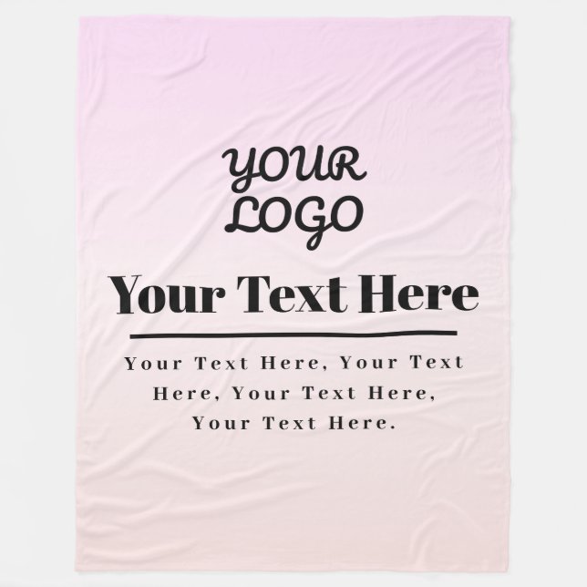 Your Logo & Text | Pink & Peach Ombre Fleecedecke (Vorderseite)