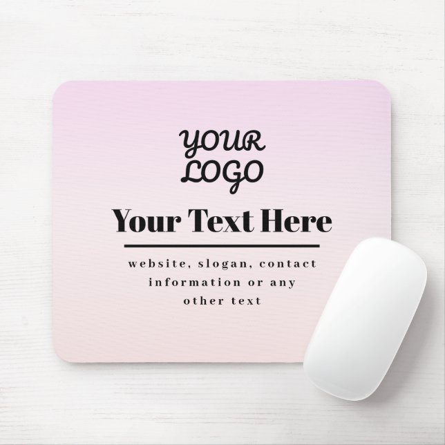 Your Logo & Text | Pink & Peach Ombre Mousepad (Mit Mouse)