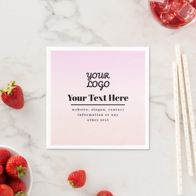 Your Logo & Text | Pink & Peach Ombre Serviette (Beispiel)