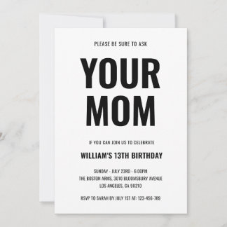 Your Mom Funny Joke Teen 13th Birthday Einladung