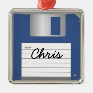 Your Name Classic 3.5" Blue Floppy Disk Ornament