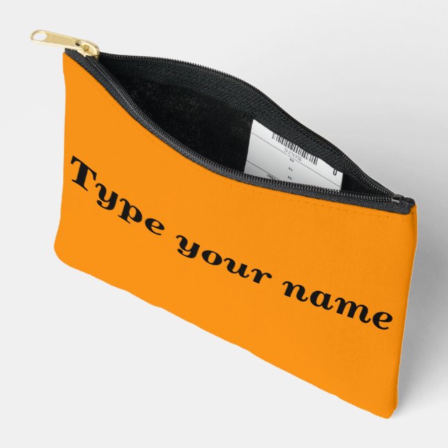 Your Name on Orange Pouch Zubehörtasche (Offen)