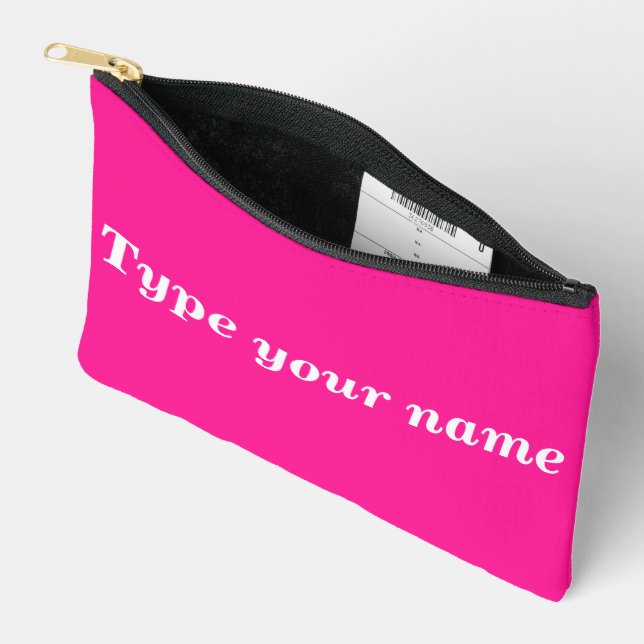 Your Name on Pink Pouch Zubehörtasche (Offen)