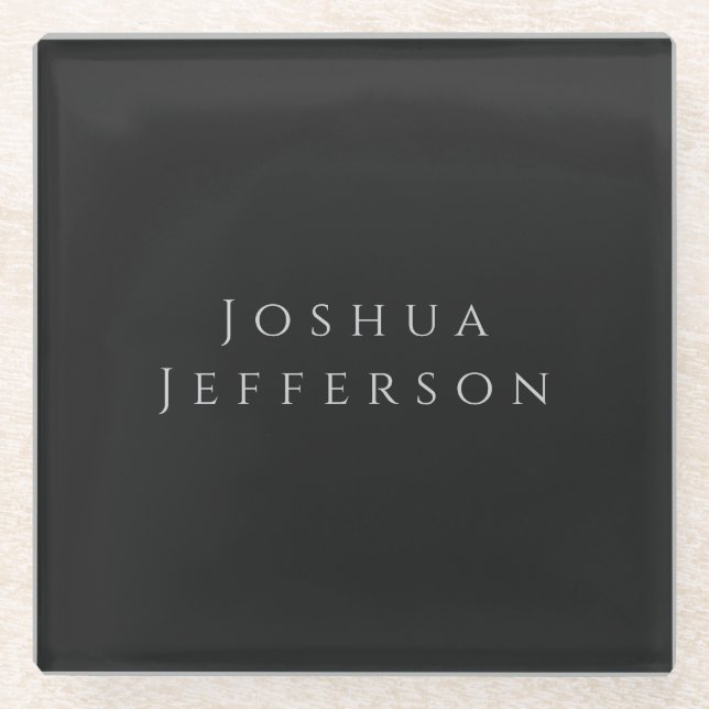 Your Name Professional Creative Plain Black Grey Glasuntersetzer (Vorderseite)