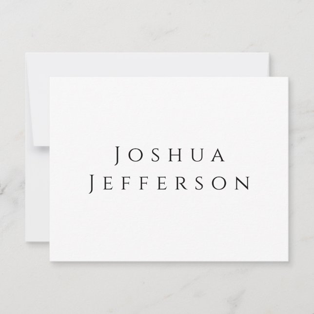 Your Name Professional Creative Plain Black White Mitteilungskarte (Vorderseite)