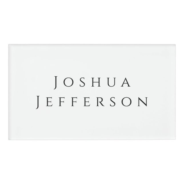 Your Name Professional Creative Plain Black White Namenschild (Vorderseite)