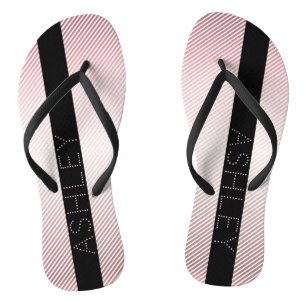 Your Name Thin Rose Schatten & White Stripes Flip Flops