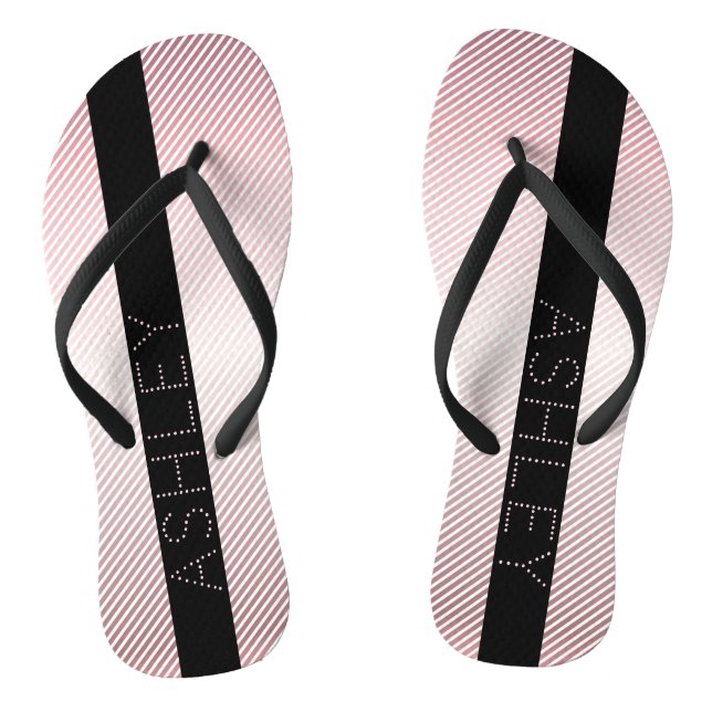 Your Name Thin Rose Schatten & White Stripes Flip Flops (Fußbett)