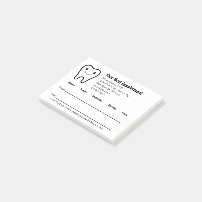 Your Next Appointment Dentist's Office Reminder Post-it Klebezettel (angewinkelt)