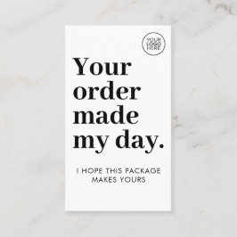 Your Order Made My Day | Cute Business Thank You Visitenkarte