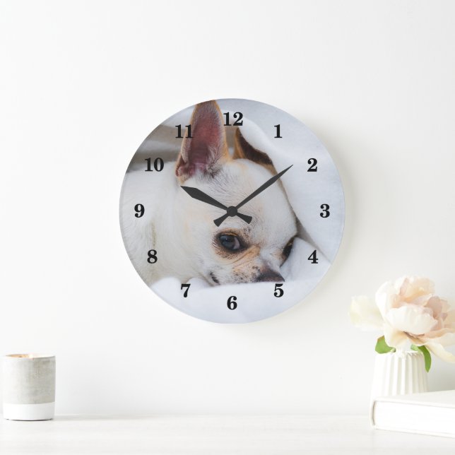 Your pet dog puppy custom photo chihuahua große wanduhr (Zuhause)