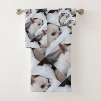 Your pet dog puppy custom photo chihuahua pattern badhandtuch set
