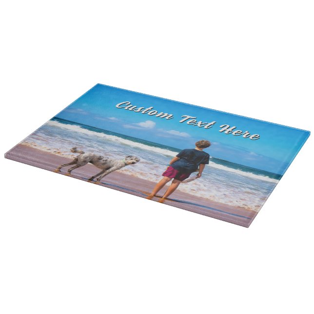 Your Pet Photo Cutting Board with Custom Text Schneidebrett (Ecke)