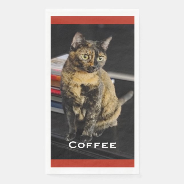 Your Pet Photo, Name, Red Background Serviette (Vorderseite)