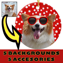 Your Photo  Corgi with Fun Digital Accessories  Keramik Ornament