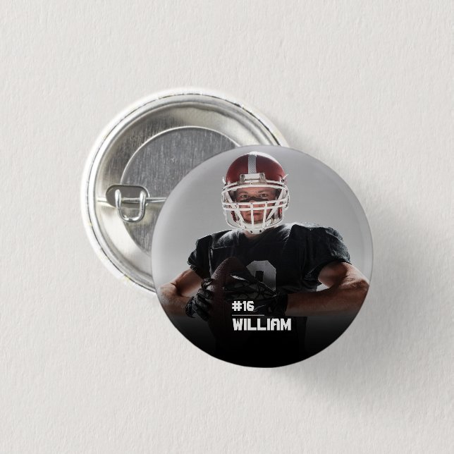 Your Photo Custom Football or Your Sport Round But Button (Vorne & Hinten)