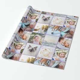Your Photo Custom Grid Collage Lavender purple Geschenkpapier