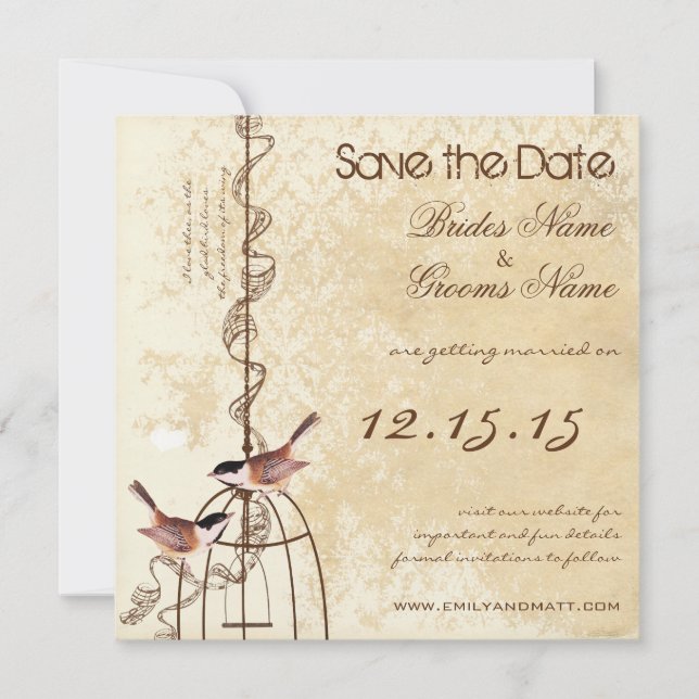 Your Photo Damask Bird Cage Wedding Save the Date (Vorderseite)