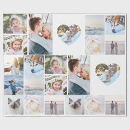 Your Photos Custom Collage Grid Heart Modern Geschenkpapier