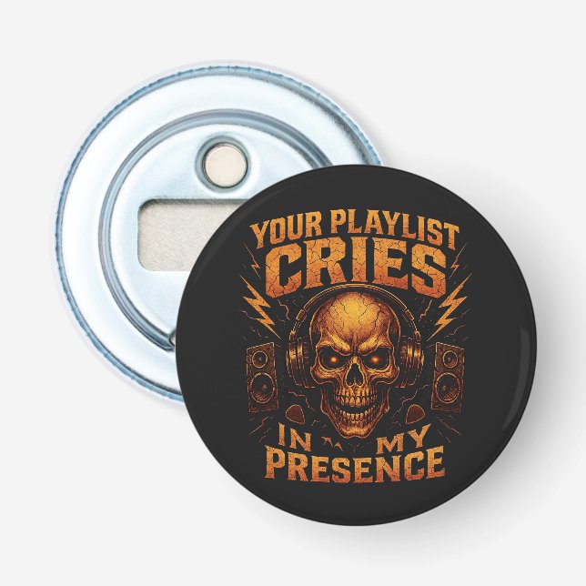 Your Playlist Cries Skull Headphone Music Flaschenöffner (Vorderseite)