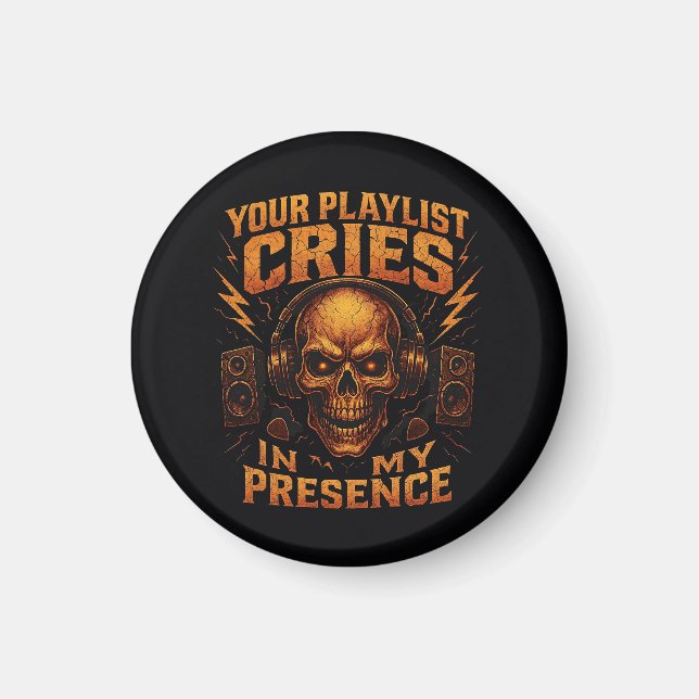 Your Playlist Cries Skull Headphone Music Magnet (Vorne)
