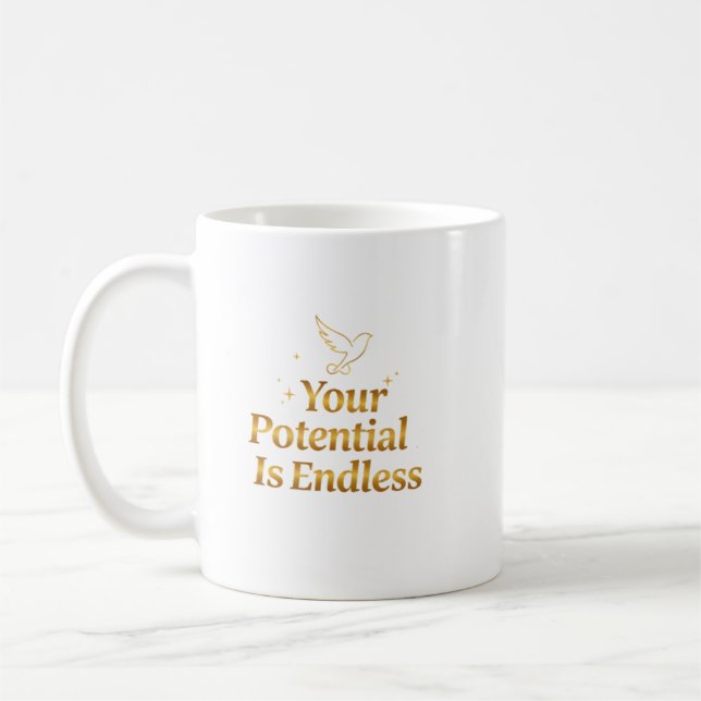 Your Potential Is Endless Dove Gold Motivation Kaffeetasse (Links)