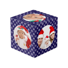 Your Round Photos Santa Baby Blue & Snowflakes Würfel