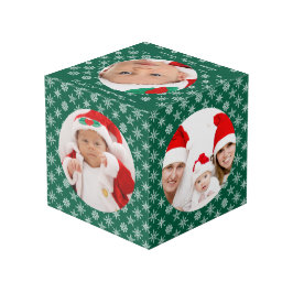 Your Round Photos Santa Baby Green & Snowflakes Würfel