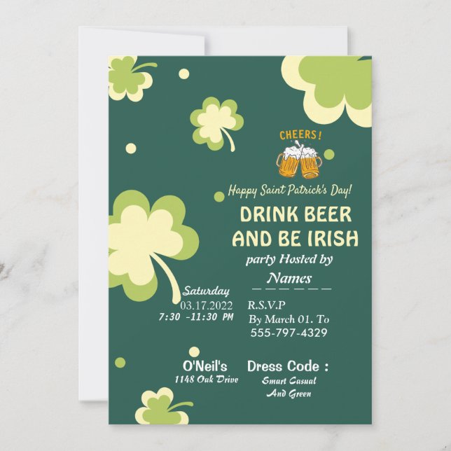 Your St. Patrick's Day party invitation card  Save The Date (Vorderseite)
