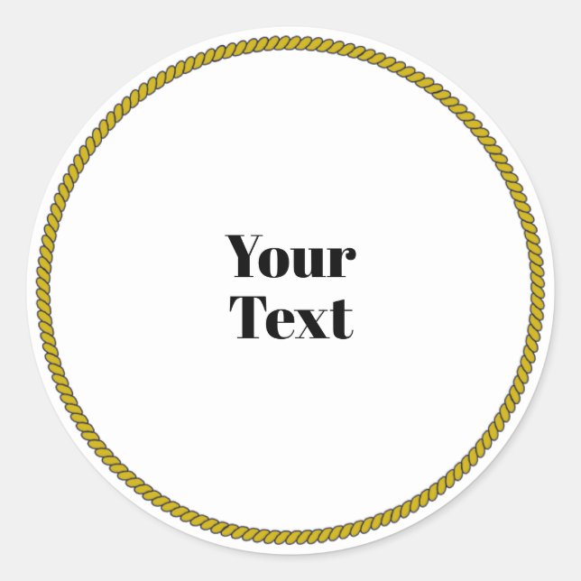 Your Text Template, white circle, black text, Runder Aufkleber (Vorderseite)