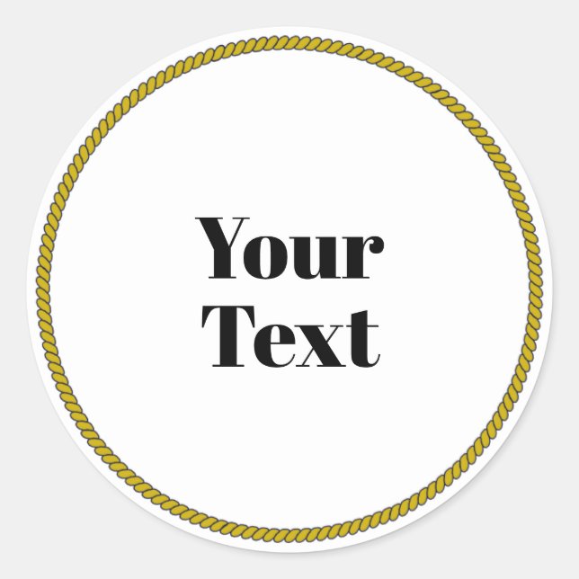 Your Text Template, white circle, black text, Runder Aufkleber (Vorderseite)
