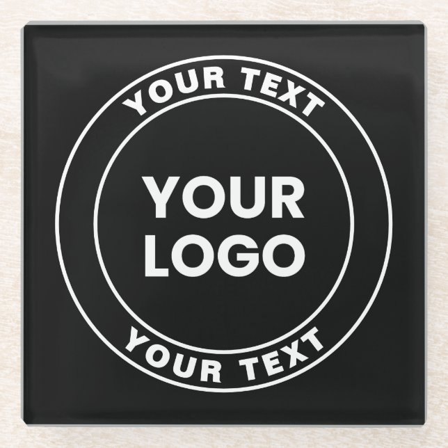 Your Uploaded Logo + Bold Circular Text  Glasuntersetzer (Vorderseite)