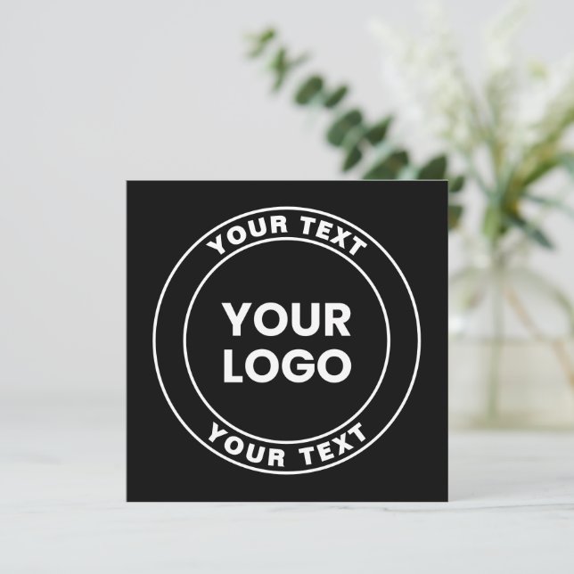 Your Uploaded Logo + Bold Circular Text  Mitteilungskarte (Stehend Vorderseite)