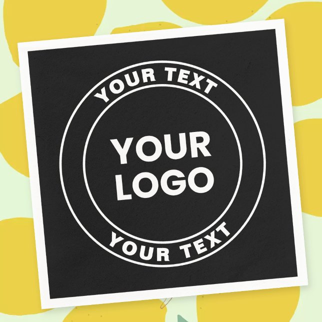 Your Uploaded Logo + Bold Circular Text  Serviette (Von Creator hochgeladen)