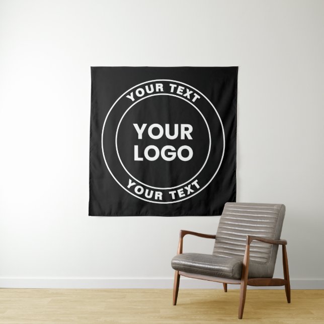 Your Uploaded Logo + Bold Circular Text  Wandteppich (Beispiel)