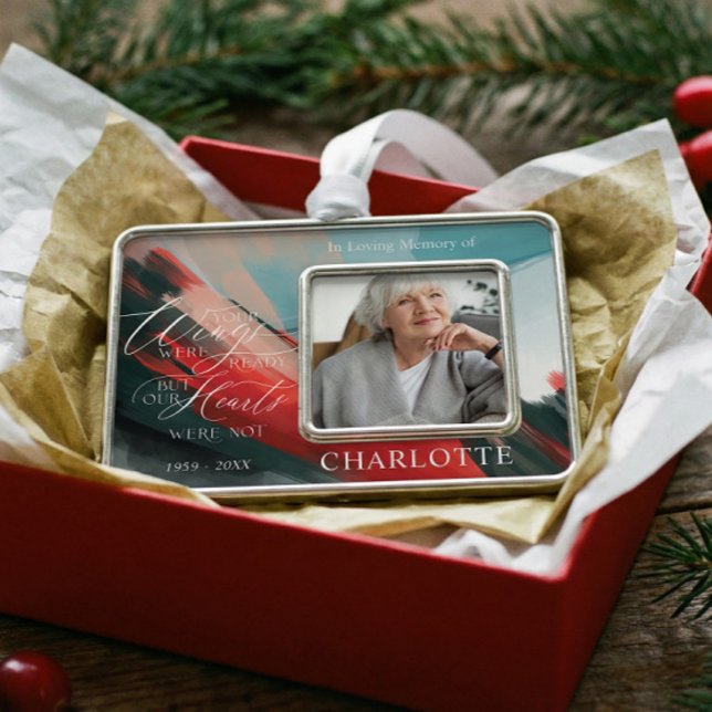 Your Wings Were Ready Red Cardinal Memorial Photo  Rahmen-Ornament Silber (Your Wings Were Ready Red Cardinal Memorial Photo Christmas Ornament)