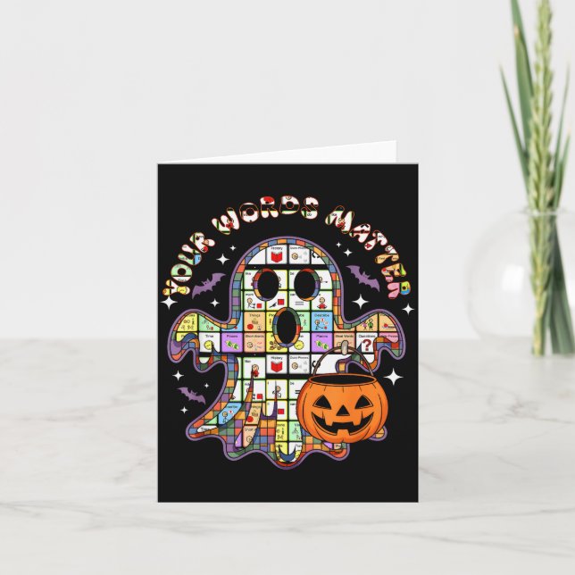 Your Word Slp Speech Therapy Aac Ghost Halloween  Karte (Vorderseite)