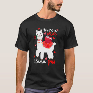 You're A Whole Llama Fun Valentine Llama Flowers F T-Shirt