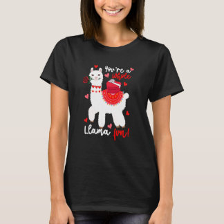 You're A Whole Llama Fun Valentine Llama Flowers F T-Shirt