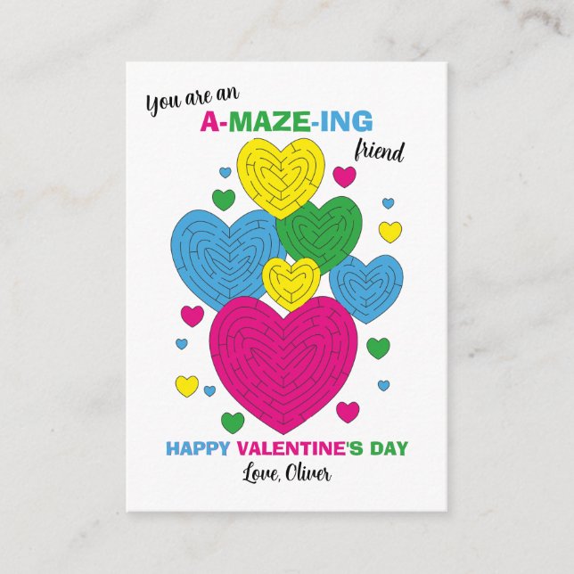You're Amazing Maze Classroom Valentine Note Card Mitteilungskarte (Vorderseite)