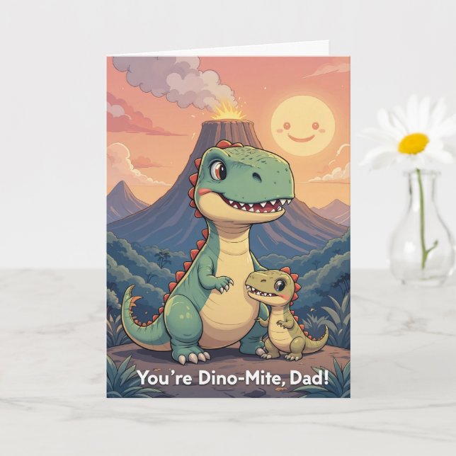Youre Dino Mite Vater Niedlich Dinosaur Sunset Vat Karte (Kleine Pflanze)