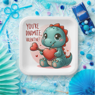 Youre Dinomite Valentine Niedlich Dinosaurier Lieb Pappteller