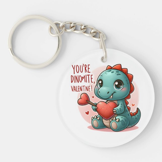 Youre Dinomite Valentine Niedlich Dinosaurier Lieb Schlüsselanhänger (Vorderseite)