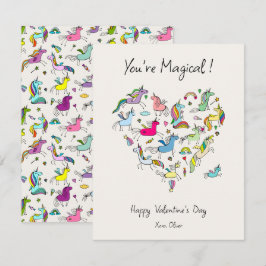 You're Magical, Cute Unicorn Kids Valentine's Day Mitteilungskarte