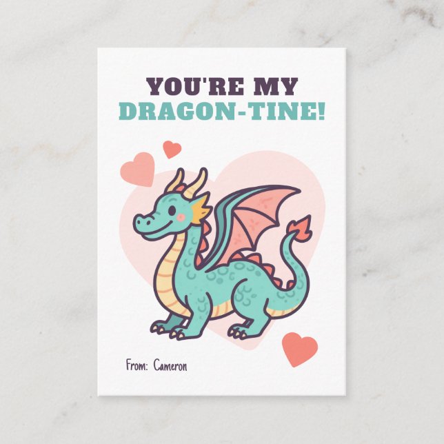 You're My Dragon-Tine Kids Valentine Mitteilungskarte (Vorderseite)