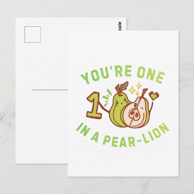 You're One In A Pear-Lion Pear Pun Postkarte (Vorne/Hinten)