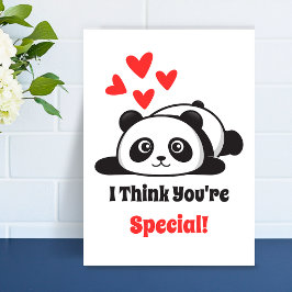 You're Special Cute Panda red hearts Printable Feiertagskarte