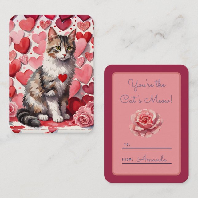 'You're The Cat's Meow' Tabby-Klasse Valentine Mitteilungskarte (Vorne/Hinten)