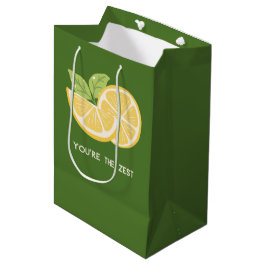 'You're The Zest' Reicher Tief Olivgrün und Elfenb Mittlere Geschenktüte